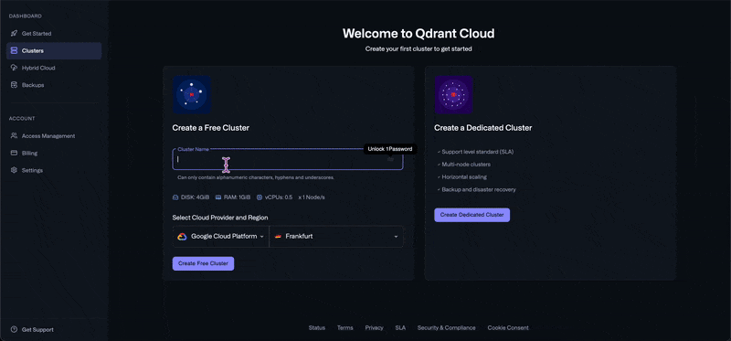 GIF of the first cluster being created